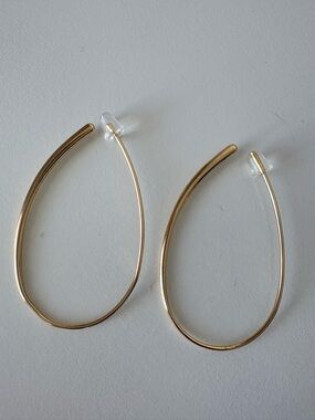 Gold Tone Teardrop Hoop Earrings
